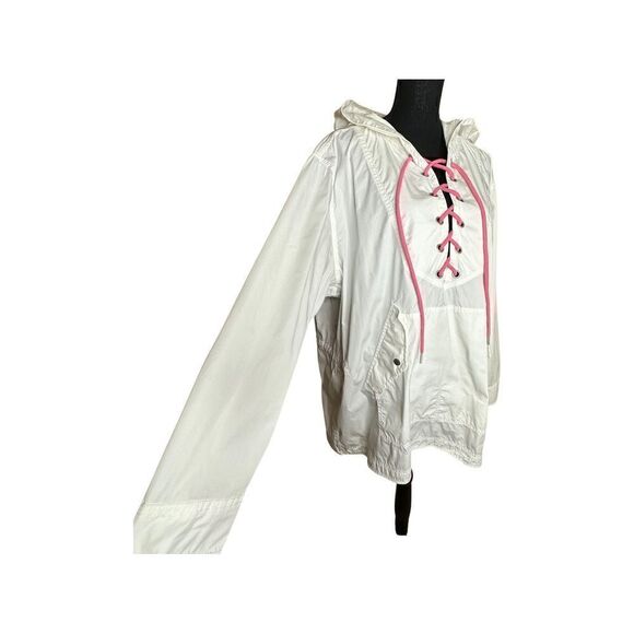 FREE PEOPLE White Oversized Lace Up Hooded Pullover Jacket Size Small - Picture 11 of 12